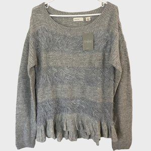 Anthropologie Sleeping On Snow Ruffled Nuvola Sweater Womens XL Gray Wool New